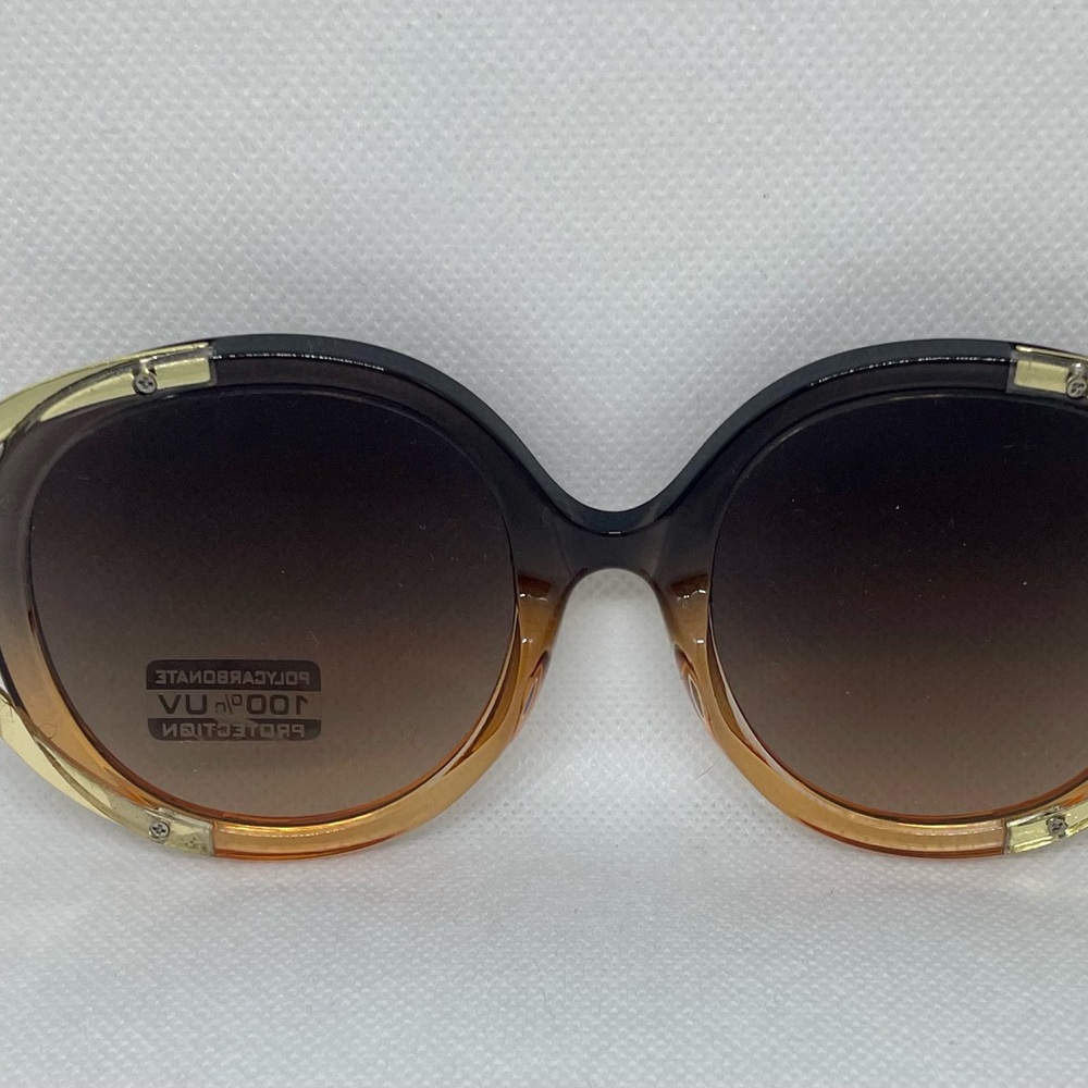 Luxe Unisex Fashion Eyewear Sunglasses Brown & Gold With Red & Green Accent..New - Picture 8 of 14
